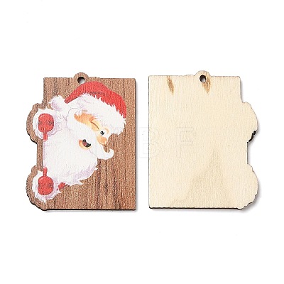 Single Face Christmas Printed Wood Pendants WOOD-D025-37-1