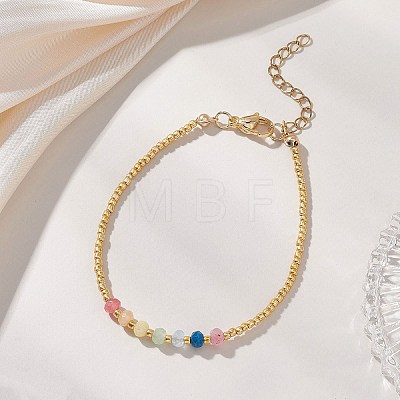 Chakra Dyed Natural Malaysia Jade Rondelle Beads & Glass Seed Beaded Bracelets for Women BJEW-JB13075-1