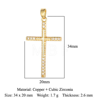 Brass Micro Pave Clear Cubic Zirconia Pendants ZIRC-OY004-01G-1