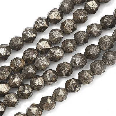 Natural Gold Pyrite/Golden Pyrite Beads Strands G-G458-I01-6mm-1