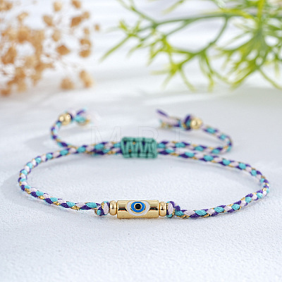 Brass Enamel Evil Eye Beaded Braided Bracelets FU6663-3-1