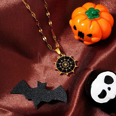 Halloween Stainless Steel Enamel Pendant Necklaces AJ4171-1