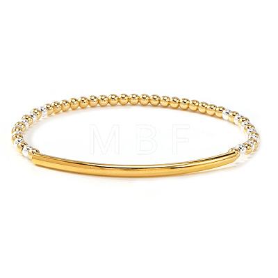 Luxury Round Brass Beads & Curved Tube Stretch Bracelets for Women CV0826-4-1