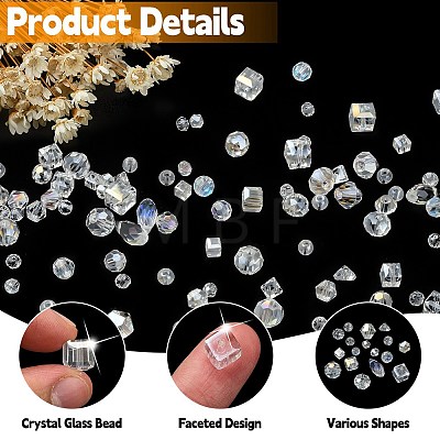600Pcs 15 Style Electroplate Transparent Glass Beads EGLA-YW0003-08-1