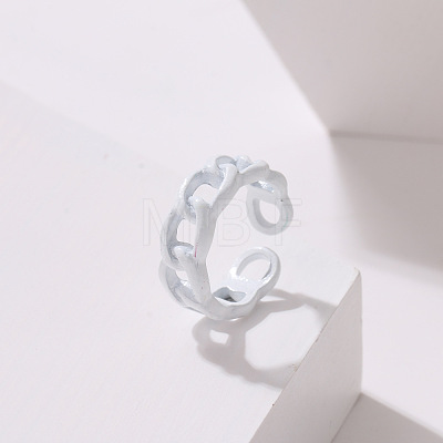 Spray Painted Alloy Oval Curb Chain Cuff Rings for Women WG64013-02-1