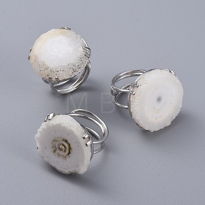 Adjustable Natural Rough Raw Mixed Stone Finger Rings RJEW-F100-1
