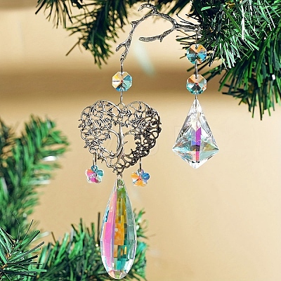 Glass Teardrop Pendant Decorations TREE-PW0003-19-1