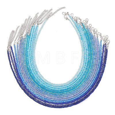 3MM Gradient Color Glass Seed Beaded Choker Necklaces for Women NJEW-JN05876-1