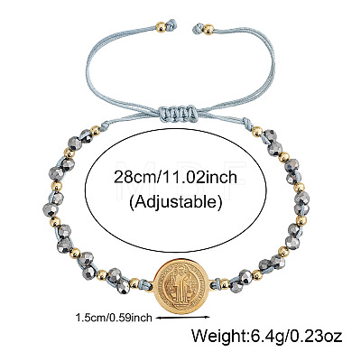 Adjustable Glass & Brass Beads Braided Bead Bracelets VF6330-1