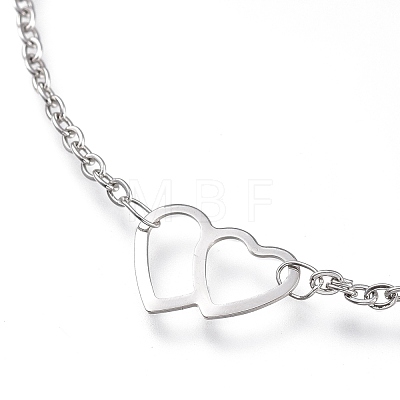 304 Stainless Steel Cable Chain Anklets AJEW-M026-05P-1