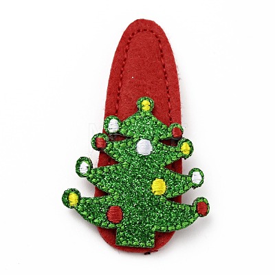 Glitter Christmas Tree Non Woven Fabric Snap Hair Clips PHAR-G006-02P-1