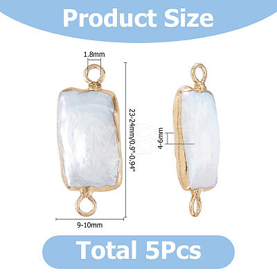 5Pcs Natural Freshwater Pearl Keshi Pearl Rectangle Links Connector Charms FIND-HS0002-63-1