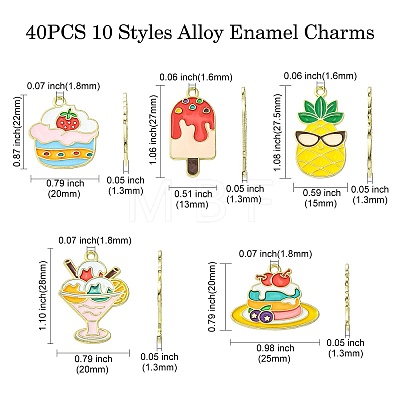 40Pcs 10 Styles Alloy Enamel Pendants ENAM-CJ0003-95-1