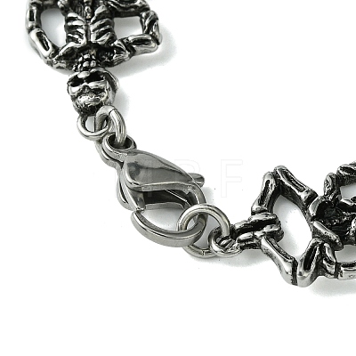 Halloween 304 Stainless Steel Skeleton Link Chain Bracelets for Women Men BJEW-C063-07AS-1