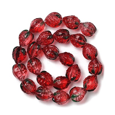 Transparent Glass Enamel Beads Strawberry LAMP-V001-05C-1