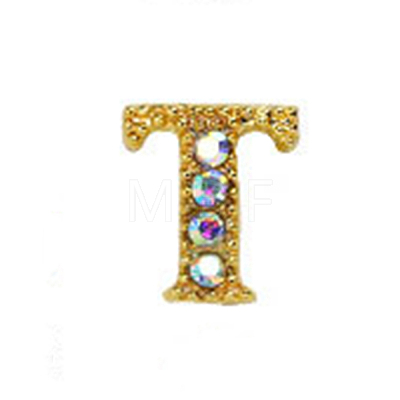 Alloy Gold Rhinetone Letters Nail Stud Cabochons MRMJ-S047-023T-1