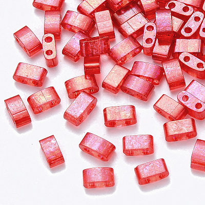 2-Hole Baking Painted Transparent Glass Seed Beads SEED-S031-M-254-1