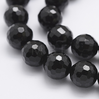 Natural Black Tourmaline Beads Strands G-J373-26-10mm-1