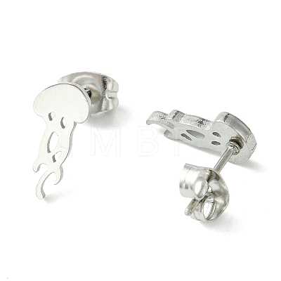 Cute Little Animal Theme 304 Stainless Steel Stud Earrings EJEW-B041-04C-P-1