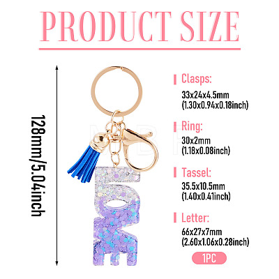 Alloy & Resin Tassel Keychainss AJEW-TADJ0001-20G-02-1