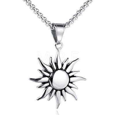 304 Stainless Steel Sun Pendant Box Chain Necklaces for Men FS-WG74900-03-1
