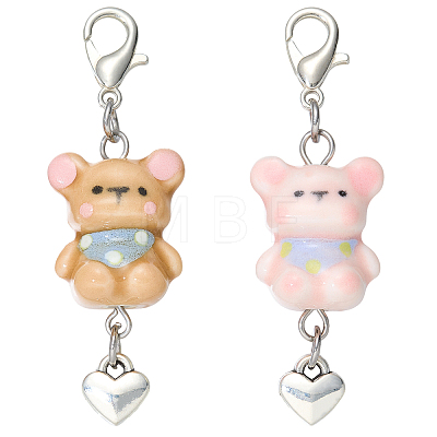 2Pcs Handmade Porcelain Pendant Decorations HJEW-SW00372-1