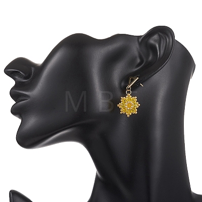 Valentine's Day Flower Natural & Dyed Malaysia Jade Dangle Stud Earrings EJEW-MZ00716-02-1