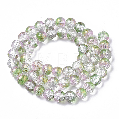 Transparent Spray Painted Crackle Glass Bead Strands GLAA-N035-03C-A01-1
