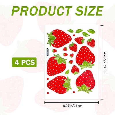 PVC Waterproof Strawberry Self Adhesive Stickers DIY-WH0502-31-1