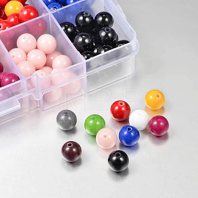 1 Box 10-color Natural Mashan Jade Round Beads G-X0005-02-1