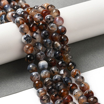 Dyed & Heated Natural Fire Crackle Agate Beads Strands G-P539-B01-15-1