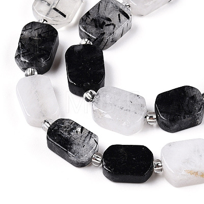 Natural Black Rutilated Quartz Beads Strands G-T138-03-1