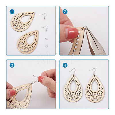 Cheriswelry DIY Wooden Dangle Earring Making Kits DIY-CW0001-16-1
