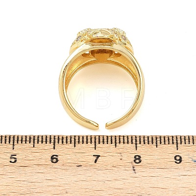 Ladybug Brass Micro Pave Cubic Zirconia Cuff Rings for Women RJEW-A088-09A-G-1