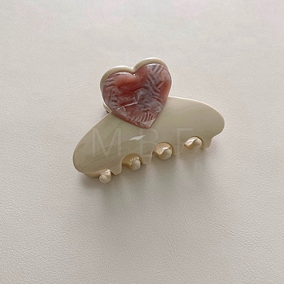 Heart Cellulose Acetate(Resin) Claw Hair Clips PW-WG13466-02-1