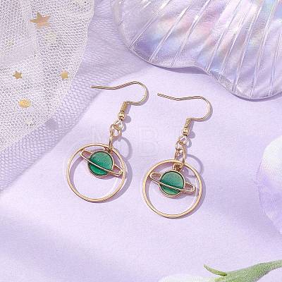 304 Stainless Steel with Alloy Enamel Dangle Earrings EJEW-JE06028-1