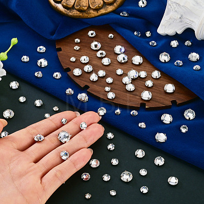 100Pcs 5 Styles Flat Round Sew on Rhinestone KK-TA0008-97-1