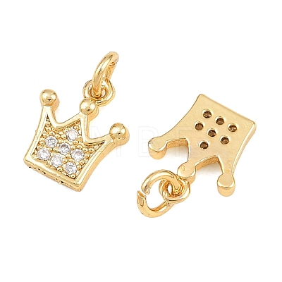 Brass Micro Pave Clear Cubic Zirconia Charms KK-Q085-04A-G-1