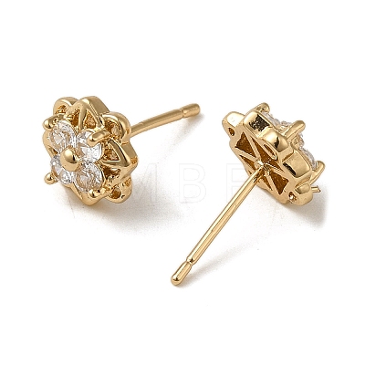 Brass Micro Pave Cubic Zirconia Stud Earring EJEW-L271-29KCG-1