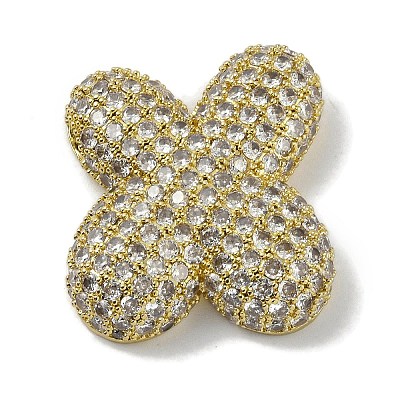 Rack Plating Brass Micro Pave Clear Cubic Zirconia Pendants ZIRC-U002-G-X-1