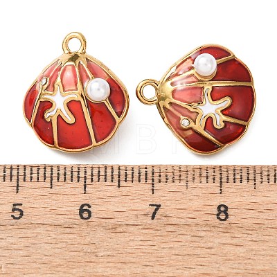 304 Stainless Steel Enamel with ABS Iimitation Pearl Pendants STAS-Z193-07G-02-1