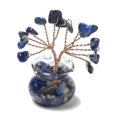 Natural Lapis Lazuli Chips Tree of Life Decorations DJEW-Z007-02S-1