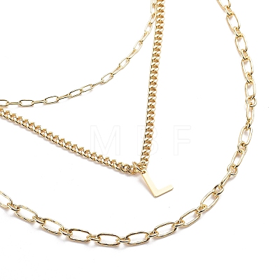 3Pcs 3 Style Brass Initial Letter L 304 Stainless Steel Pendant Necklaces Set NJEW-JN04010-1