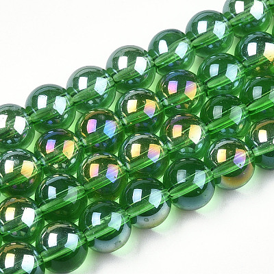 Electroplate Transparent Glass Beads Strands GLAA-T032-T8mm-AB07-1