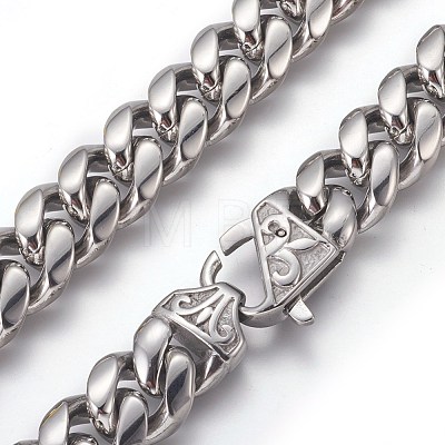 201 Stainless Steel Curb Chain Necklaces NJEW-P243-01P-01-1