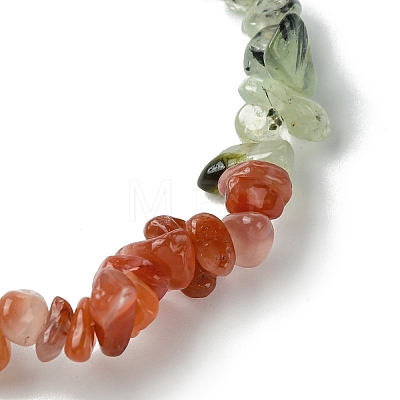 Natural Quartz Crystal & Rose Quartz & Red Aventurine & Prehnite & South Red Agate & Topaz Jade Chip Beaded Stretch Bracelets for Women BJEW-JB10816-1