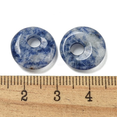 Natural Blue Spot Jasper Donut/Pi Disc Charms G-G142-02E-1