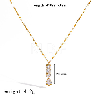 304 Stainless Steel Pave Clear Cubic Zirconia Pendant Necklaces for Women WGBFE42-02-1