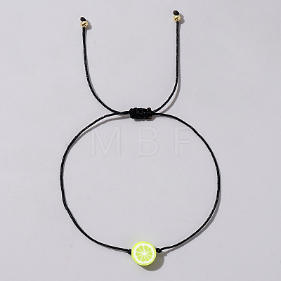 Fruit Lemon Polymer Clay Braided Bead Bracelets LP5577-10-1