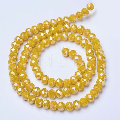 Electroplate Glass Beads Strands X-EGLA-A034-P4mm-B03-1